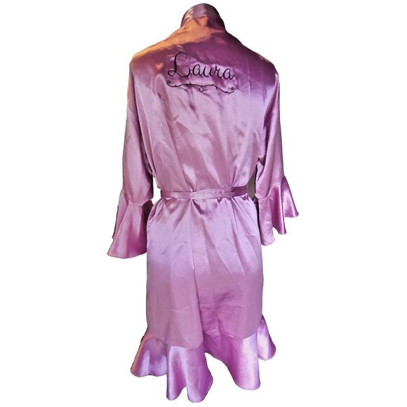 Pink Satin Ruffle Robe One Size "Laura" - Picture 2 of 3
